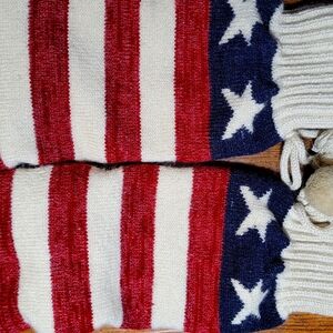 Red and Blue Casual Sock/Booties with Star Pattern